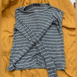 One Size Grey and White Striped Brandy Melville Top